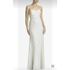 JENNY YOO Gown Women 0 Silver Crush NEW Strapless Draped Maxi Dress Formal JY520